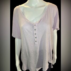 WE THE FREE Free People Lilac purple burnout Henley T-Shirt semi sheer Size Med